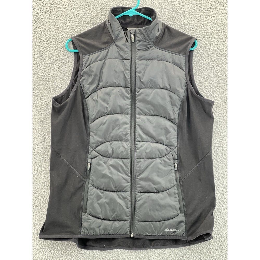 EDDIE BAUER Womens Vest XL First Ascent Hybrid Crossover Black Puffer Full Zip